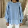 thumbnail image 2 of Women's Top Long Sleeve Round Neck Solid Oversized Loose Ribbed Hem Knitted Sweater, 2 of 5