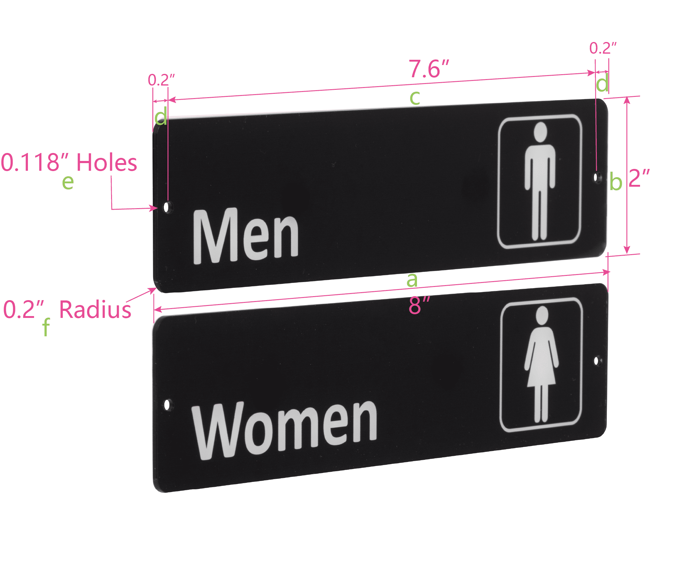 Pen+Gear Restroom Sign, 2-Pack, 2 × 8 Inches, Black, Durable Acrylic, Easy Application