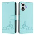 thumbnail image 2 of For IPhone 17 6.3" RFID Blocking Protective Purse Case Cat Embossed Strong Magnetic Attachment/Closure, Card Slots/Pocket, PU Leather Flip Wallet Case With Hanging Rope,Light green,For iPhone 17, 2 of 7