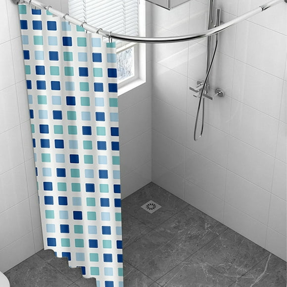 Plastic Shower Liner - Premium PEVA 4G Shower Curtain Liner Waterproof Shower Curtains for Bathroom (Blue-Green Square, 30" x 70")
