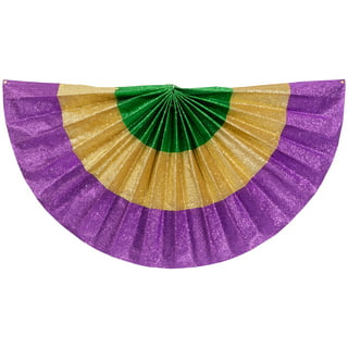 Beistle Mardi Gras Fabric Bunting with Adjustable Drawstrings, Golden/Yellow/Green/Purple