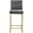thumbnail image 3 of Home Square 3 Piece 26" Velvet Counter Stool Set with Gold Metal Base in Gray, 3 of 4