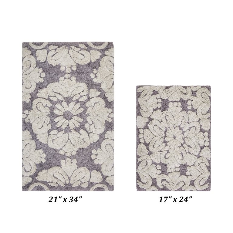 Better Trends Medallion 100% Cotton 2 Piece Bath Rug Set - Beige