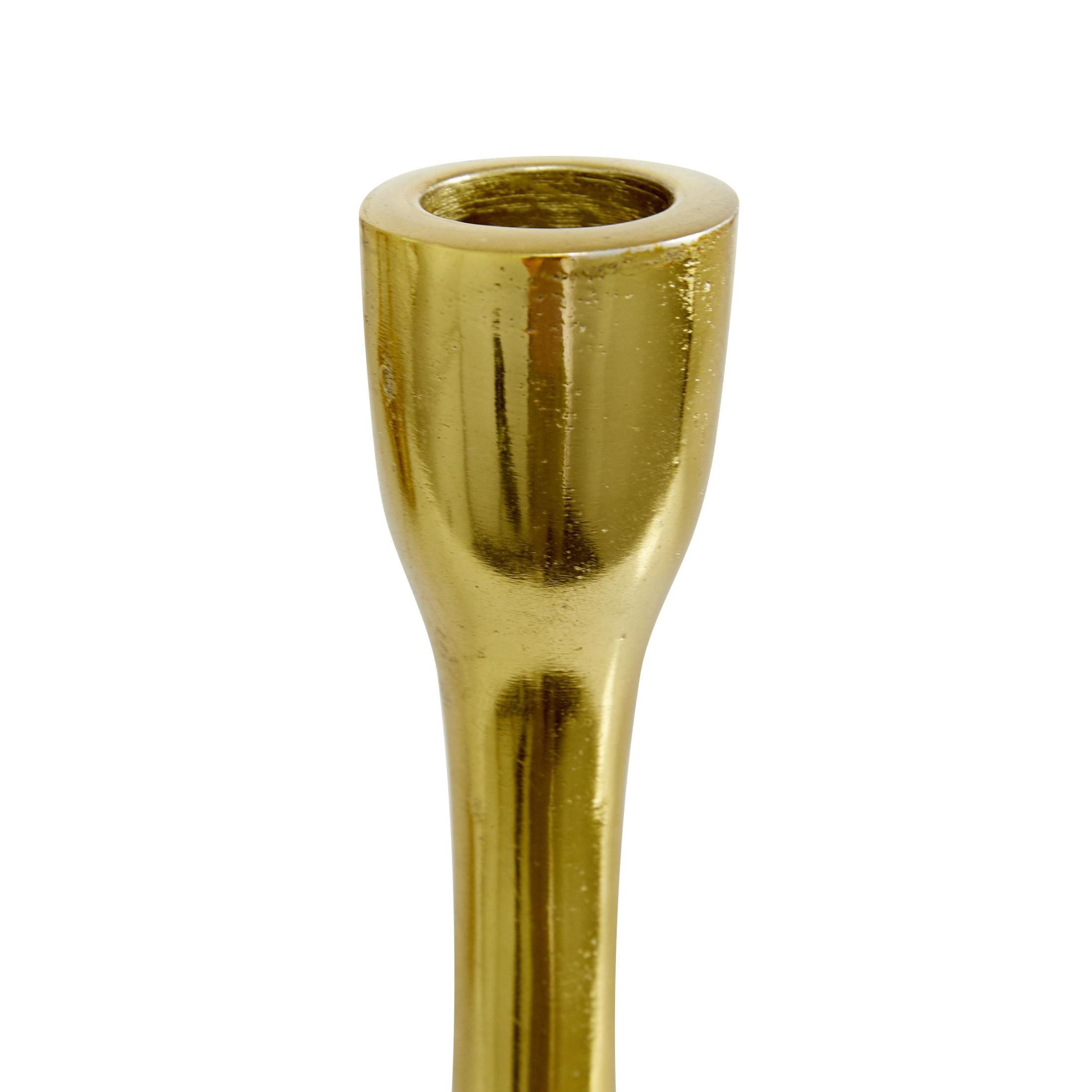 CosmoLiving by Cosmopolitan 3 Candle Gold Aluminum Metal Slim Candle Holder with Block Bases, Set of 3