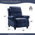 thumbnail image 2 of Ebello Push Back Recliner Chair – Overstuffed Textured Fabric Wingback Recliner, Adjustable Manual Reclining Sofa Chair for Living Room, Bedroom (Blue), 2 of 8