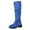 Blue, variant on Lovzfmll Knee High Boots for Women, Round Toe Belt Buckle Western Cowboy Warm Slouch Boots, Chunky Heel Fall Winter Shoes, 5.5, Black
