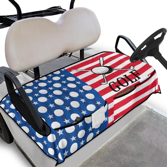 Whosucclay American Flag Golf Golf Cart Seat Blanket, Anti-Scratch Anti-Slip Durable Golf Cart Seat Towel Blanket Cover for Yamaha Club Car EZGO, 52.36" x 32.28"