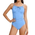 thumbnail image 3 of jiaxiM Girls One Piece Swimsuit Cutout Girls Bathing Suits Spaghetti Strap Cute Ruffle Allover Printed Swimsuit Quick-Dry Swimwear Tummy Control, 3 of 7