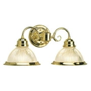 Design House 503029 Millbridge Wall Light Traditional 2-Light Indoor Dimmable Light with Clear Ribbed Glass for Bathroom Hallway Foyer, Polish Brass