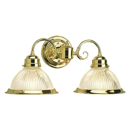 Design House 503029 Millbridge Wall Light Traditional 2-Light Indoor Dimmable Light with Clear Ribbed Glass for Bathroom Hallway Foyer, Polish Brass