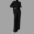 thumbnail image 2 of IROINNID Sweater Sets for Women Turtleneck Wool Sweater with Wide Leg Pants Two-piece Sweater Set Warm Lounge Set,Black, 2 of 5