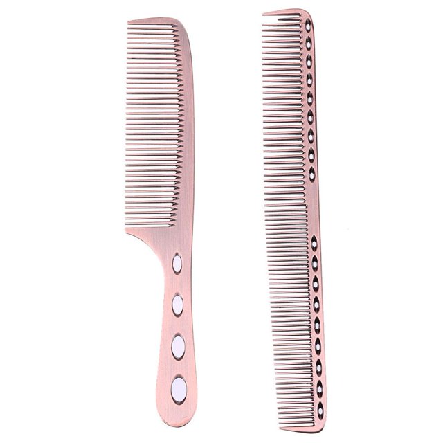 2pcs Metal Steel Hair Comb Pro Salon Hair Cutting Combs Brush (Silver)