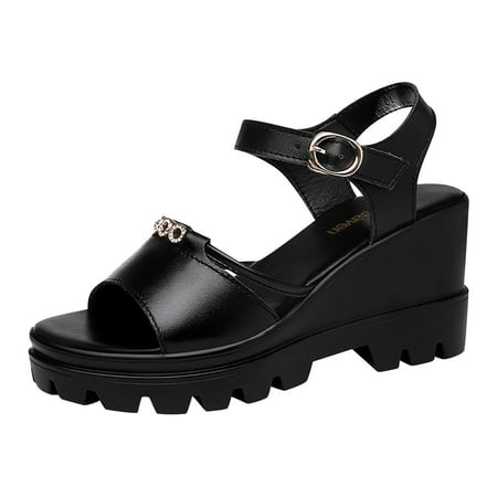 

Youmylove Low Platform Heel Sandal Square Midn Heels Heeled Sandals Women Summer Comfy Beach Outdoor Walking Footwear