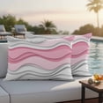 thumbnail image 2 of Outdoor Pillow Cover Pink White Gray Set of 2 Waterproof Throw Pillowcases Water Ripple Decorative Patio Furniture Pillows for Couch Garden Indoor & Outdoor Use, 2 of 9