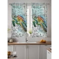 thumbnail image 2 of Coastal Turtle Tier Curtains 45 Inch Length,Sheer Curtains for Bedroom Living Room Window Farmhouse Ocean Nautical Marine Life Rod Pocket Drapes Kitchen Curtains Small Half Window 27.5"x45" 2 Panels, 2 of 7