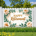 thumbnail image 7 of Floral Design Retirement Banner Decorative Leaves Happy Retirement Celebration Backdrop for Party Indoor Outdoor Decoration, 7 of 7