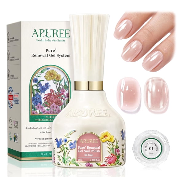 APUREE Clinically Proven HEMA-Free Gel Nail Polish Set Cat Eye: Dermatologist Tested Nail Strengthener Gel Polish | Sea Glaze Magnetic Shimmer UV Soak Off for Weak Thin Nails Growth | USDA Certified