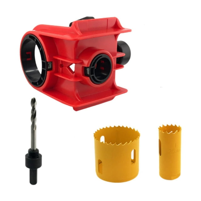 Kit de instalación de cerradura de puerta, 2 bujes ajustables, plantilla para cerradura de puerta, abridor de orificios, herrajes de precisión con Rojo