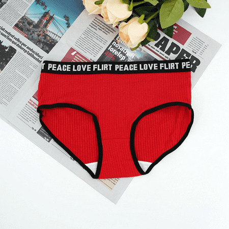 Fulorrnie Underwear for Women Comfort Hipster Breathable Cute Panty Briefs Elastic Waist Stretchable Flat Seams Panties Red L