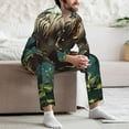 thumbnail image 6 of Bingfone Men's Pajama Set 2 Piece Loungewear PJs, Long Sleeve with Pajama Pants-Green Forest Dinosaur, 6 of 7