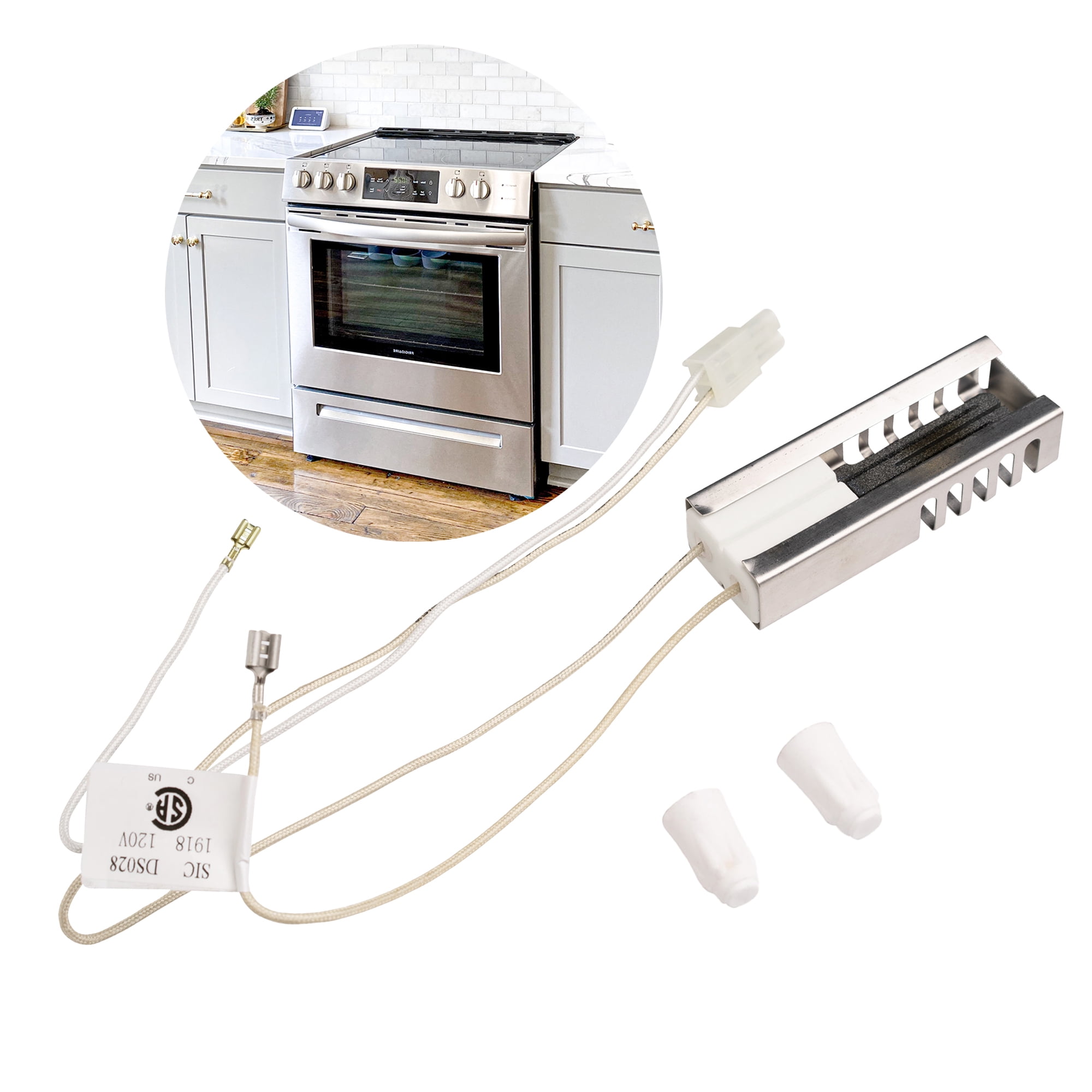 Surface Igniter DS028KX 3.2 to 3.6 Gas Range Oven Igniter Replacement for 5304509706, 316489408 and More