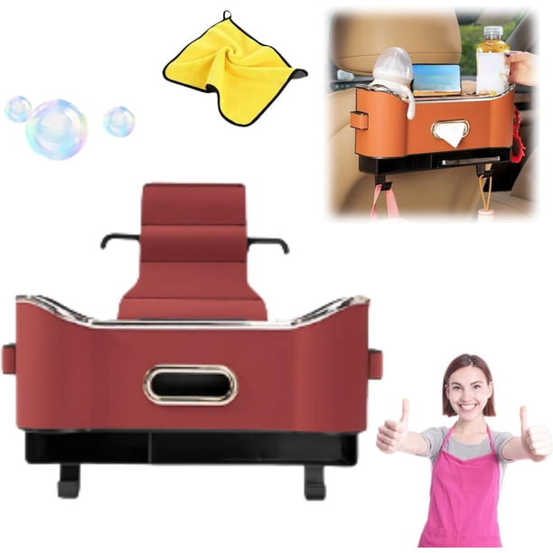 Caja de almacenamiento multifuncional para respaldo de asiento de coche, organizador de asiento trasero con 2 portavasos, caja de pañuelos para asiento de coche y caja de almacenamiento, caja de almac