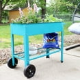thumbnail image 6 of Sunnydaze 43.5" x 20.75" x 31.75" Blue Galvanized Steel Raised Garden Bed Cart with Wheels, 6 of 11