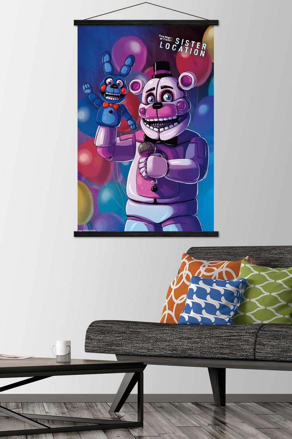 Five Nights at Freddy's: Sister Location - Funtime Freddy Wall Poster, 22.375" x 34" Framed