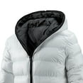 thumbnail image 4 of Herrnalise Men's Fashion Flight Suit Jacket Reversible Hooded Collar Jacket In Winter Warm Coat White, 4 of 5