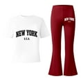 thumbnail image 4 of Kiijoy Girls New York Print Short Sleeve T-Shirt Flared Pants Outfit Set, Sizes 7-13, 4 of 4