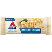Atkins Lemon Flavored Snack Bar, High Protein Bar, Low Sugar and Low Carb, Keto Friendly Snack, High in Fiber, Gluten Free, Made with Real Almond Butter, 5 Count