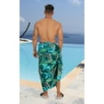 thumbnail image 4 of LA LEELA Men's Swim Bath Trunk Swimsuit Regular Surfing Swimwear Sarong Long Pareo Beach Wrap One Size Denim, Leaves Summer Vacation Party, 4 of 5