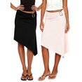 thumbnail image 3 of LMLYSoH Women's Flowy Midi Skirts Fashionable Casual Hardware Decor Elastic Waist Asymmetrical Hem Skirt, 3 of 8