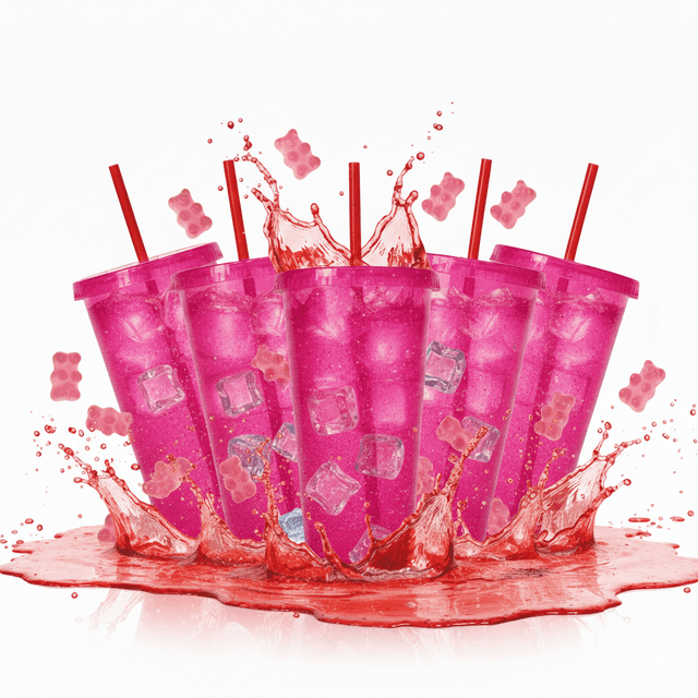 15 vasos glitter con tapa y popote 710 mL reusables
