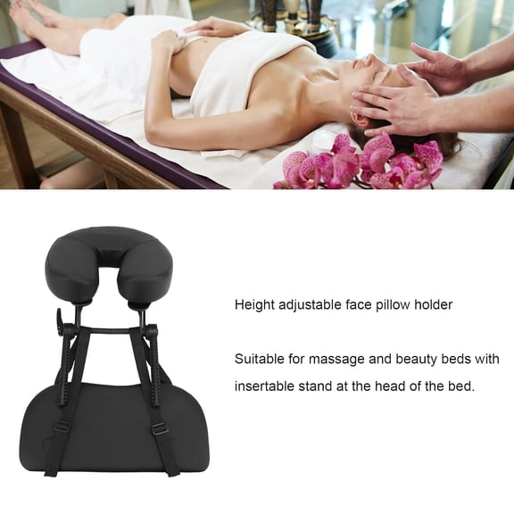 Massage Headrest For Bed U-Shape Adjustable Face Cradle Pillow with Hand for Beauty Salon Spa Table Black