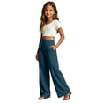 thumbnail image 4 of UJNDER Girls Stylish High Waisted Casual with Elastic Waist and Drawstring for Comfort Girls Pants,Navy,8-9 Years, 4 of 6