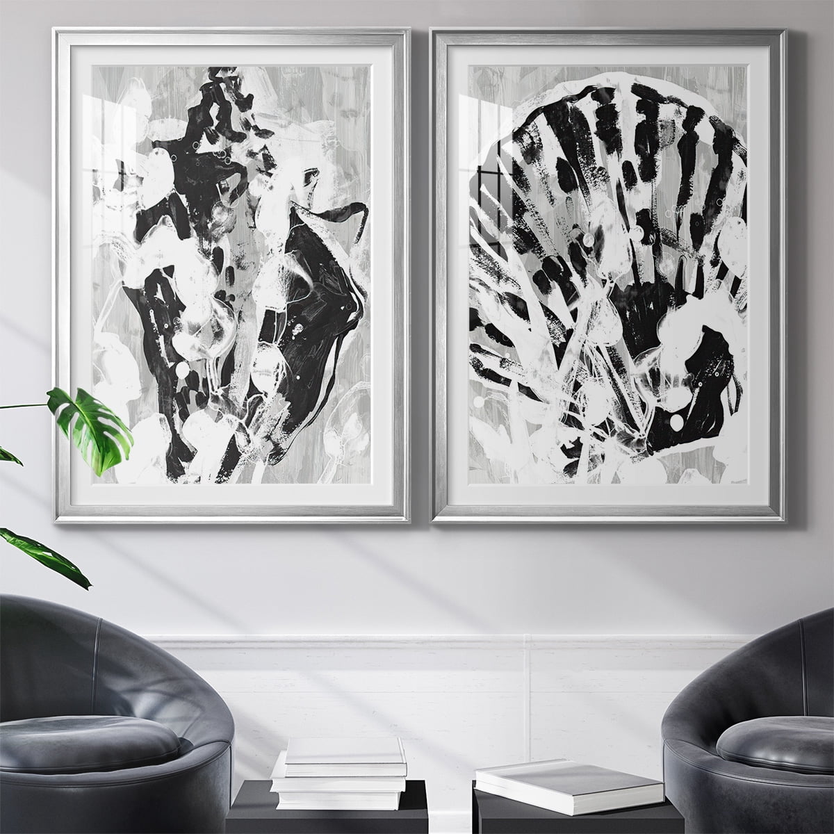 Wexford Home Ocean Inkblot I Premium Framed Print, 26.5" x 36.5" - Ready to Hang, Silver (Set of 2)