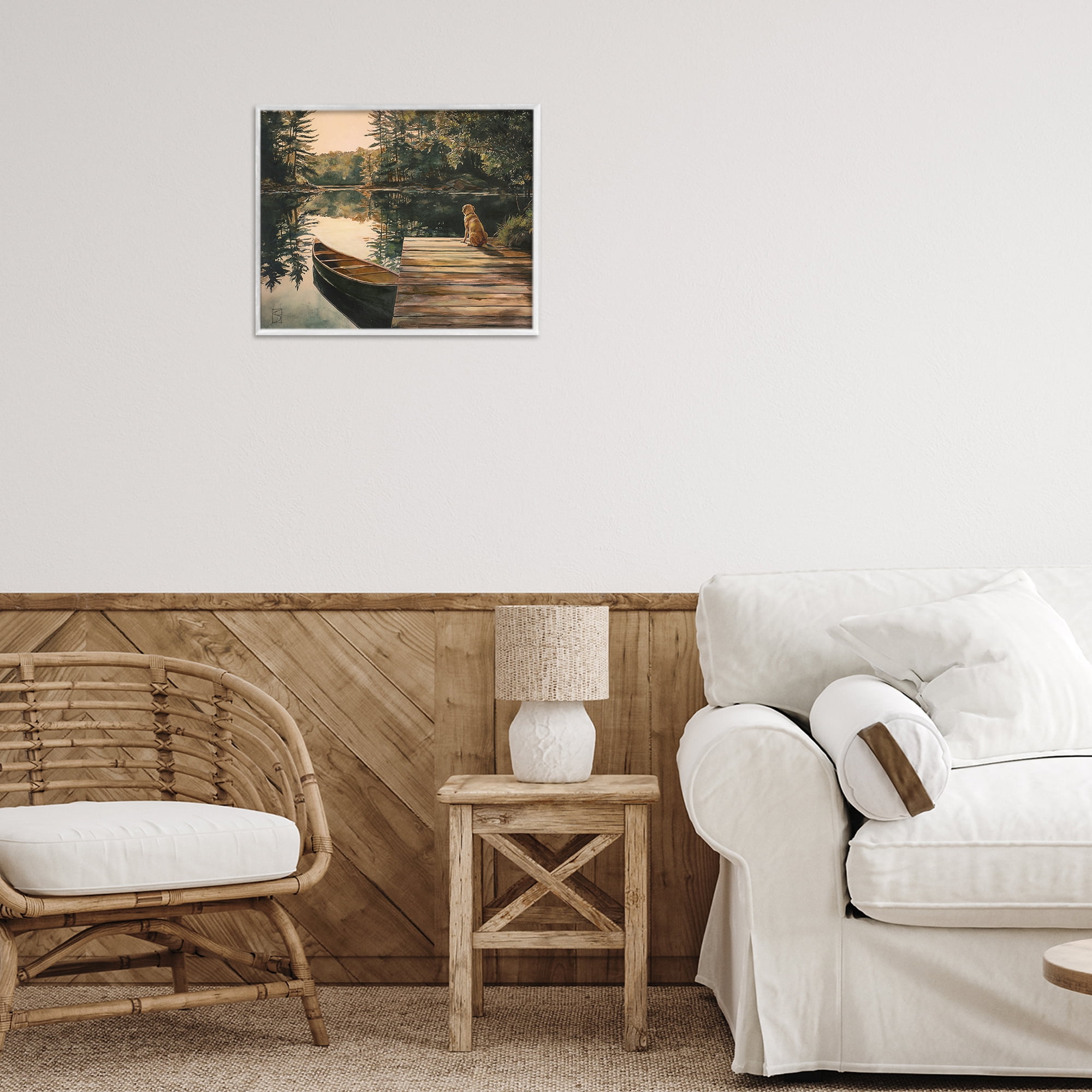 Lake Life at Sunset White Framed Giclee Art, design by Sara Culpepper