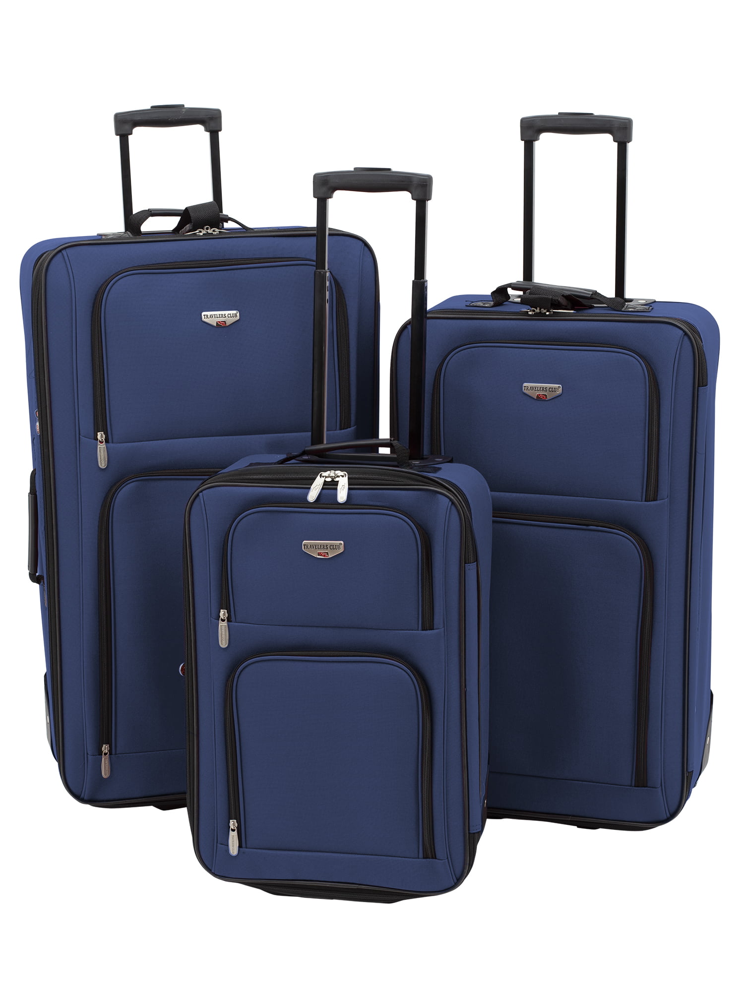Travelers Club 3 pc. Genova soft-side rolling luggage set - Navy blue ...