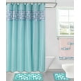 thumbnail image 3 of Bathroom Accessories and matching Rug Mat Shower Curtain 2 Rugs-Mats Non Slip, 1 Fabric Shower Curtain, 12 Fabric Rings, 4pc Ceramic Accesories Various Colors For Home Decor Mosaic Blue, 3 of 3