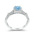 thumbnail image 4 of Halo Round Ring Aquamarine CZ 925 Sterling Silver Size 8, 4 of 5