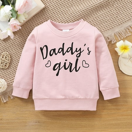 

Infant Girls Letter Print Long Sleeve Sweatshirt Crewneck Cotton Sweater Toddler Baby Boy Girls Pullover Shirt Daddys Girl Tops Blouse Spring Outfit Casual Clothes 3-24Month