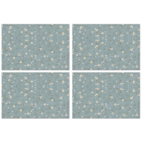 Pioneer Flower Floral Print Pattern Summer Placemats Table Placemats Set Of 4-Linen Kitchen Washable Placemats Table Mats 12x18 Inch Non-Slip Heat Resistant