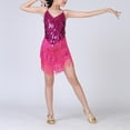 thumbnail image 5 of XQYLOS Girls Latin Dance Dress Set, Sequined Fringe Tassel Skirt & Sleeveless Top, Shiny Stage Performance Outfit for Recital Competition Party, 5 of 8