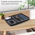 thumbnail image 2 of Leather Tray, Stylish and Organized Multifunctional Tray, for Table Entryway, Premium PU Leather, Catchall Tray for Keys, Watch, Wallet, Jewelry, and More (Black Frame), 2 of 7
