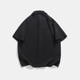 thumbnail image 4 of Camisas Para Hombre Moda de primavera y verano para hombre, camiseta informal de manga corta con solapa de Color sólido, camiseta de manga corta con músculos holgados (Black, L), 4 of 5