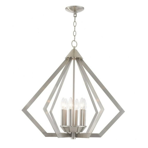 Modern Contemporary Six Light Chandelier-Brushed Nickel Finish Bailey Street Home 218-Bel-2513150