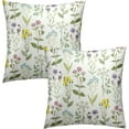 thumbnail image 2 of Herb Wild Flowers Pillow Covers Set of 2, Vintage Floral Botanical Plants Decorative Throw Pillowcase 18 x 18 in Square Cushion Cover for Couch Sofa Bed Farmhouse Decor, 2 of 6