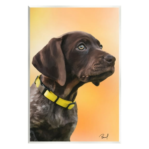 Stupell Industries Lab Puppy on Orange Animals & Insects Painting Unframed Art Print Wall Art, 10 x 15