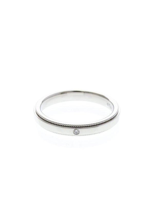 Pre-Owned TIFFANY Milgrain Band Ring Platinum Fashion No Stone Polished